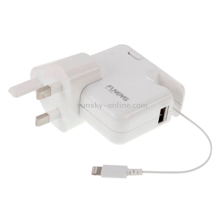 5V 1A 1m Retractable 8 Pin + USB 2.0 Charger Adapter 5V 1A 1m Retractable 8 Pin + USB 2.0 Charger Adapter