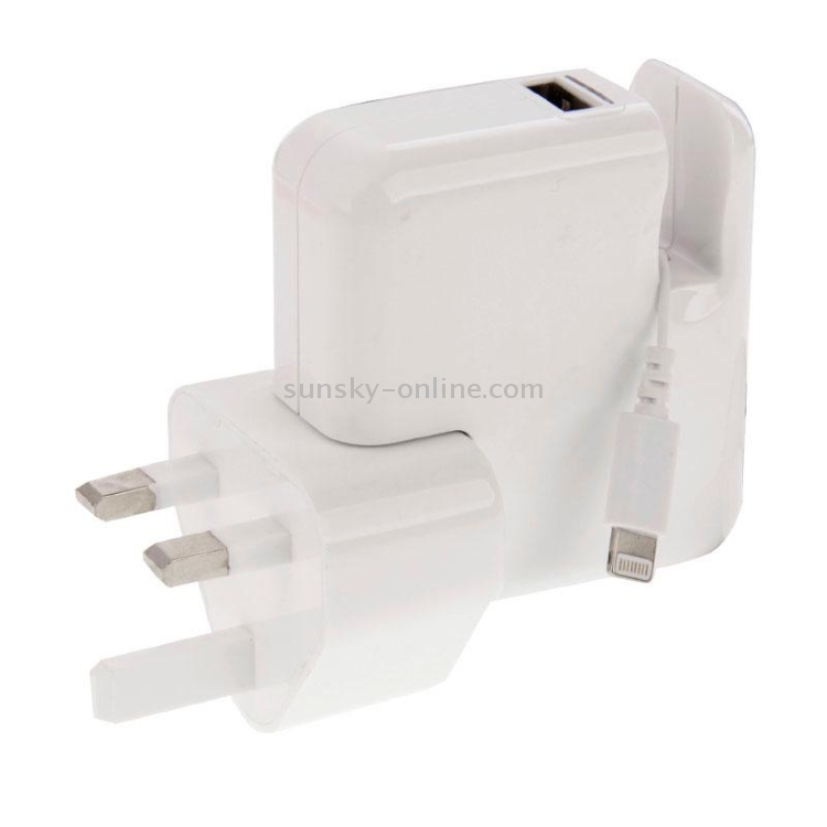 5V 1A 1m Retractable 8 Pin + USB 2.0 Charger Adapter 5V 1A 1m Retractable 8 Pin + USB 2.0 Charger Adapter