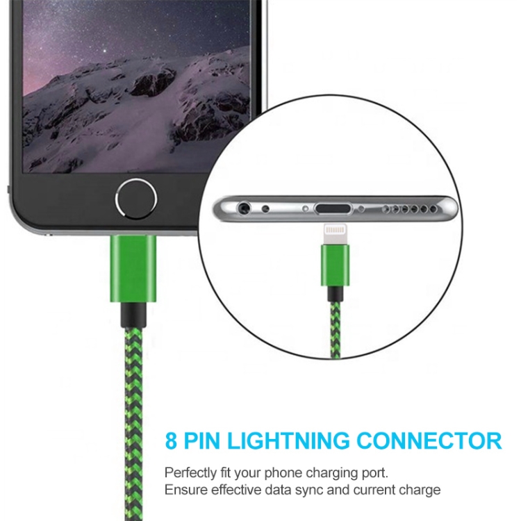 2m Woven Style 8 Pin to USB Sync Data / Charging Cable(Silver) 2m Woven Style 8 Pin to USB Sync Data / Charging Cable(Silver)