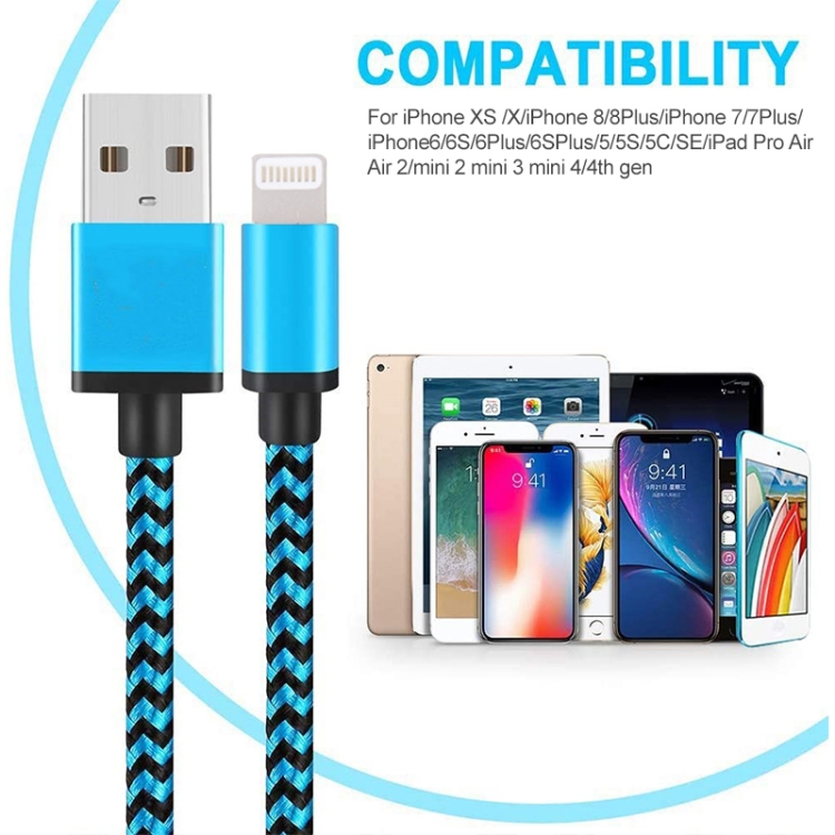 2m Woven Style 8 Pin to USB Sync Data / Charging Cable(Silver) 2m Woven Style 8 Pin to USB Sync Data / Charging Cable(Silver)