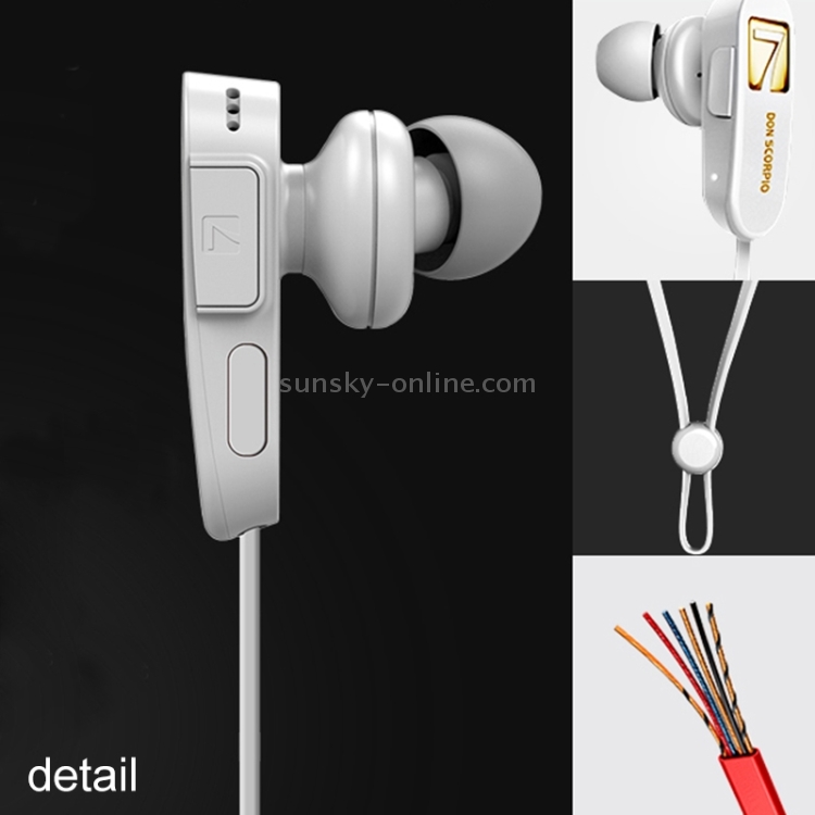 7 DON SCORPIO SMUSHROOM Bluetooth Stereo Sport Earphone with Microphone, Support Hands-free & Music for iPhone 6 & 6 Plus, iPhone 6S & 6S Plus, Galaxy S6 / S6 edge / S6 edge+ / Note 5, HTC, Sony(White)