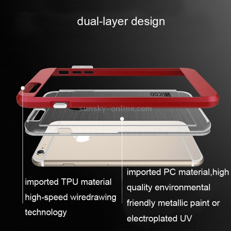 Slicoo Brushed Texture Electroplating Transparent Combination Case for iPhone 6 Plus & 6S Plus(Red) Slicoo Brushed Texture Electroplating Transparent Combination Case for iPhone 6 Plus & 6S Plus(Red)