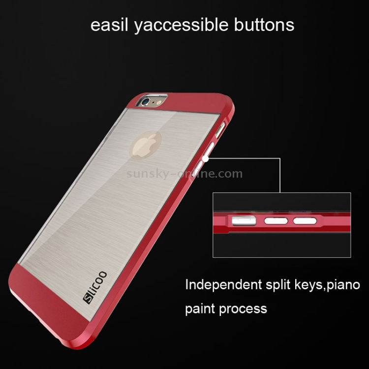 Slicoo Brushed Texture Electroplating Transparent Combination Case for iPhone 6 Plus & 6S Plus(Red) Slicoo Brushed Texture Electroplating Transparent Combination Case for iPhone 6 Plus & 6S Plus(Red)