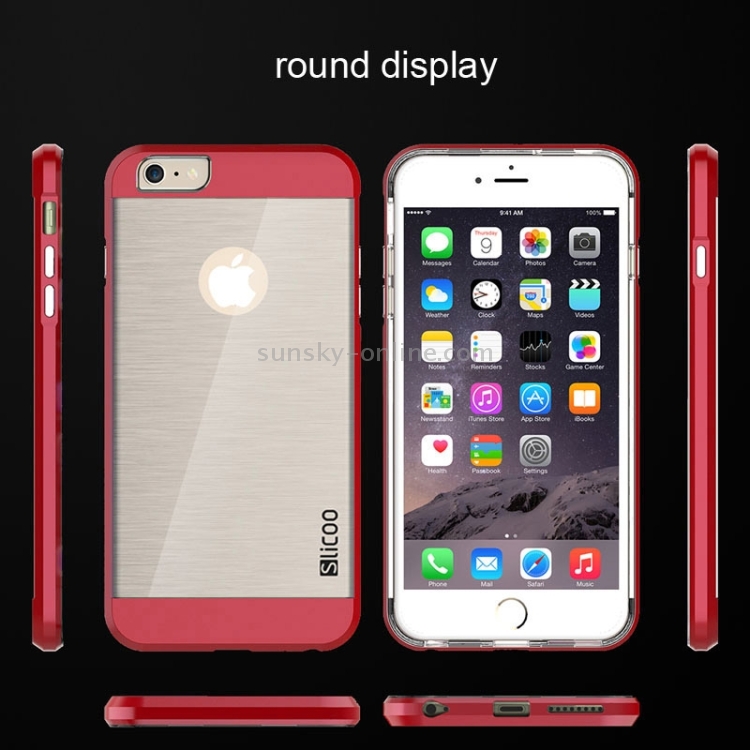 Slicoo Brushed Texture Electroplating Transparent Combination Case for iPhone 6 Plus & 6S Plus(Red) Slicoo Brushed Texture Electroplating Transparent Combination Case for iPhone 6 Plus & 6S Plus(Red)