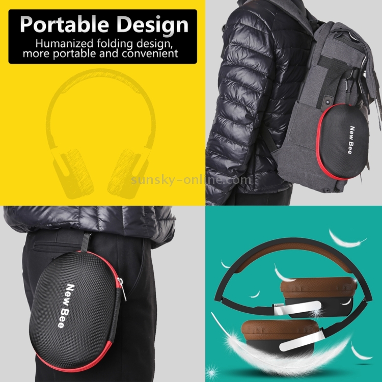 New Bee Wireless Bluetooth Stereo Foldable Headset with Mic, Support Handfree Call & NFC Pairing & Pedometer