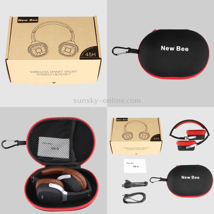 New Bee Wireless Bluetooth Stereo Foldable Headset with Mic, Support Handfree Call & NFC Pairing & Pedometer