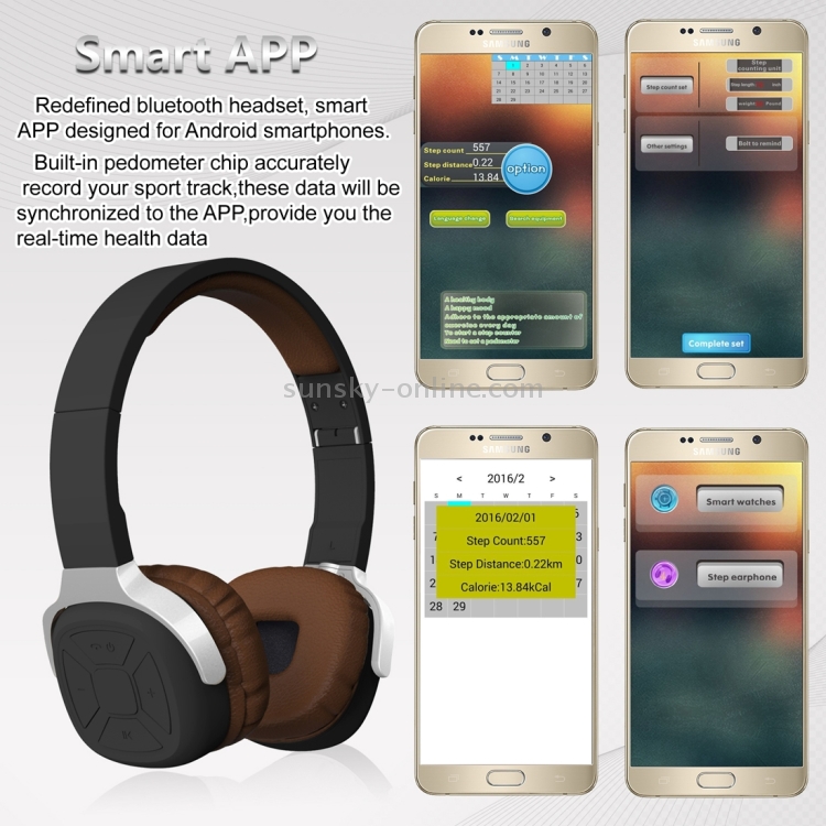 New Bee Wireless Bluetooth Stereo Foldable Headset with Mic, Support Handfree Call & NFC Pairing & Pedometer