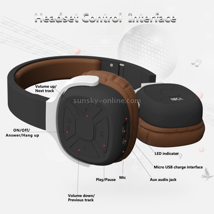 New Bee Wireless Bluetooth Stereo Foldable Headset with Mic, Support Handfree Call & NFC Pairing & Pedometer