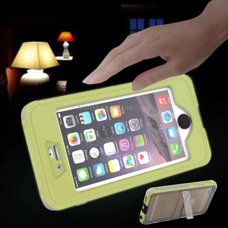 Waterproof Dustproof Shockproof Crushproof Noctilucent Protective Case with Holder for iPhone 6 & 6S(Yellow) Waterproof Dustproof Shockproof Crushproof Noctilucent Protective Case with Holder for iPhone 6 & 6S(Yellow)