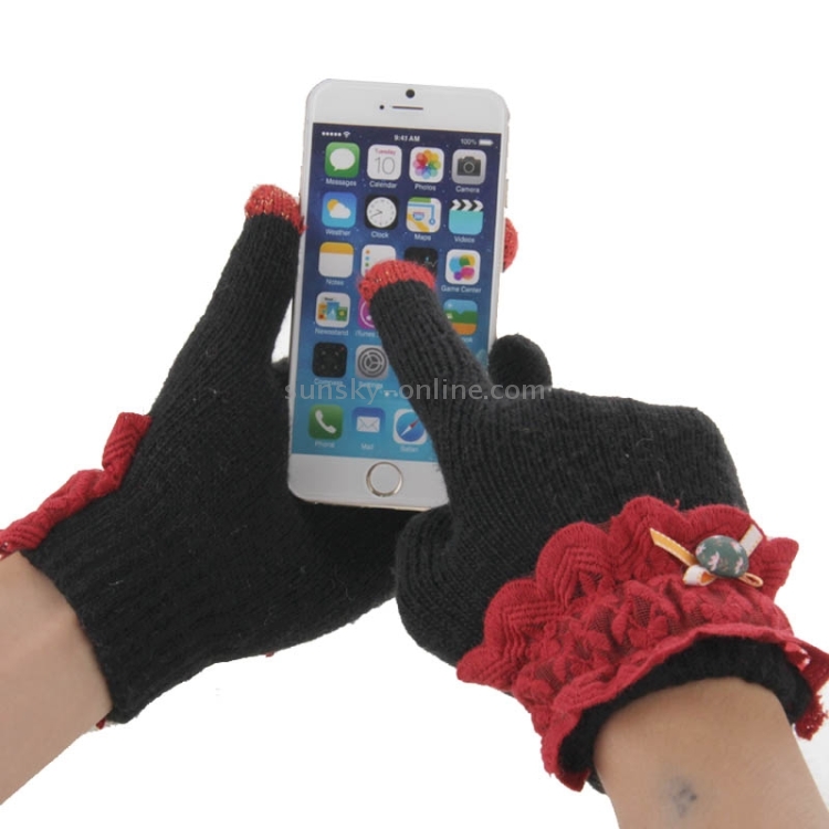 Fashionable Bowknot and Button Style 2-finger Capacitive Touch Gloves for Women Fashionable Bowknot and Button Style 2-finger Capacitive Touch Gloves for Women