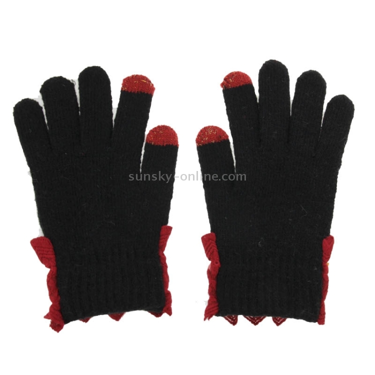 Fashionable Bowknot and Button Style 2-finger Capacitive Touch Gloves for Women Fashionable Bowknot and Button Style 2-finger Capacitive Touch Gloves for Women