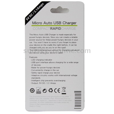 Micro Auto USB in Car Charger for iPad 2 & iPad, iPhone, Mobile, Zune, Output: 5V/2.1A(Pink) Micro Auto USB in Car Charger for iPad 2 & iPad, iPhone, Mobile, Zune, Output: 5V/2.1A(Pink)