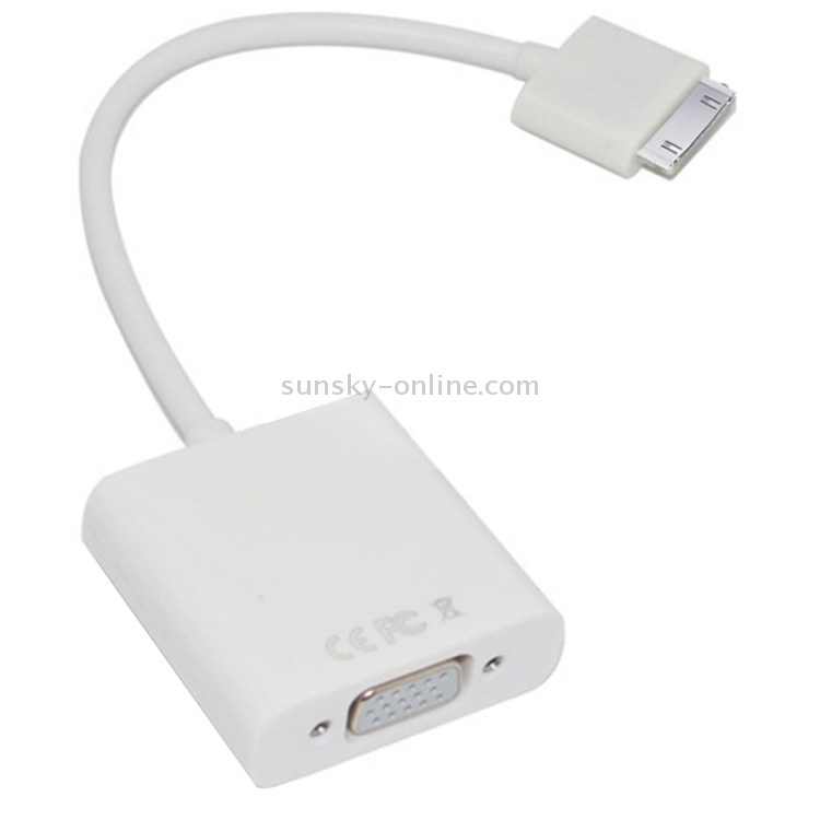 Dock Connector to VGA Cable Adapter for New iPad (iPad 3) / iPad 2 & iPad / iPhone 4 & 4S / 3/3GS(White)