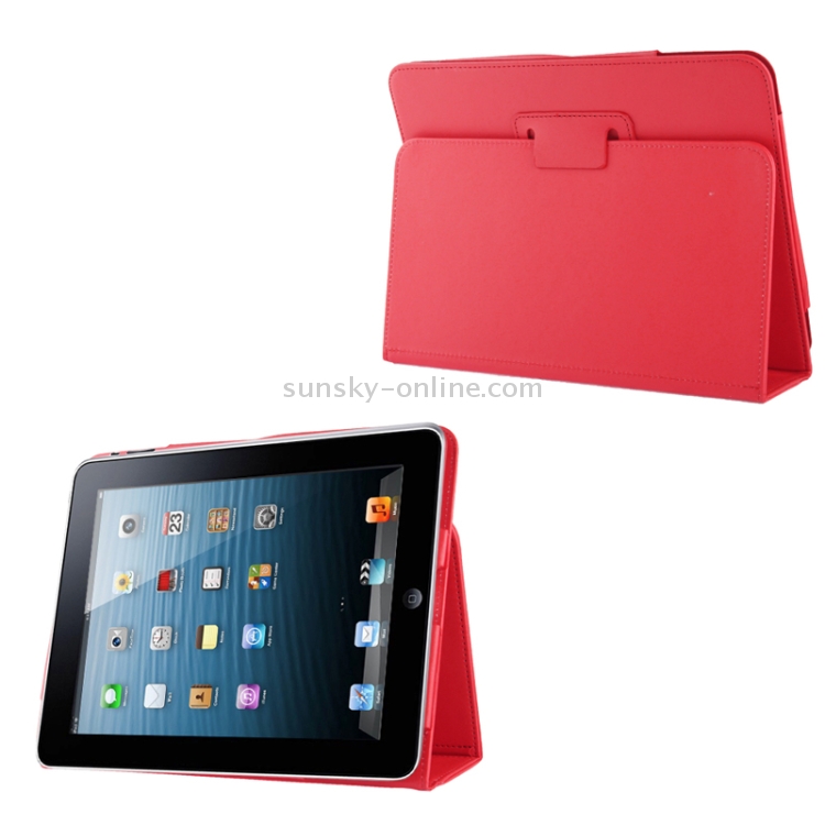 2-folding High Quality Leather Case with Holder for iPad(Red) 2-folding High Quality Leather Case with Holder for iPad(Red)