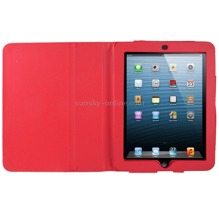 2-folding High Quality Leather Case with Holder for iPad(Red) 2-folding High Quality Leather Case with Holder for iPad(Red)