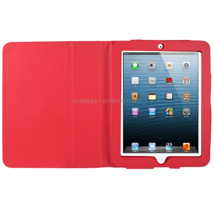 2-folding High Quality Leather Case with Holder for iPad(Red) 2-folding High Quality Leather Case with Holder for iPad(Red)