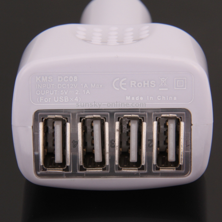 4 USB Car Charger for New iPad (iPad 3) / iPad Air 2 / Air / 4 / 2 / iPad / iPhone 6 & 6 Plus & 5C & 5S & 4 & 4S / 3GS / iPod / PDA / PS Vita / Galaxy Tab(White) 4 USB Car Charger for New iPad (iPad 3) / iPad Air 2 / Air / 4 / 2 / iPad / iPhone 6 & 6 Plus & 5C & 5S & 4 & 4S / 3GS / iPod / PDA / PS Vita / Galaxy Tab(White)