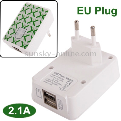 5V / 2.1A EU Plug USB Power Adapter with 2x USB Power Port for iPad Air 2 / iPad Air / iPad 4 / New iPad / iPad 3, iPhone 6 & 6 Plus / iPhone 5 / iPhone 4 & 4S / Other Mobile Phone / Digital Camera / MP 4 5V / 2.1A EU Plug USB Power Adapter with 2x USB Power Port for iPad Air 2 / iPad Air / iPad 4 / New iPad / iPad 3, iPhone 6 & 6 Plus / iPhone 5 / iPhone 4 & 4S / Other Mobile Phone / Digital Camera / MP 4