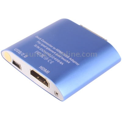 Aluminum Dock Connector to HDMI/ USB Adapter for New iPad (iPad 3) / iPad 2 / iPad / iPhone 4 & 4S / iPod Touch 4(Blue) Aluminum Dock Connector to HDMI/ USB Adapter for New iPad (iPad 3) / iPad 2 / iPad / iPhone 4 & 4S / iPod Touch 4(Blue)