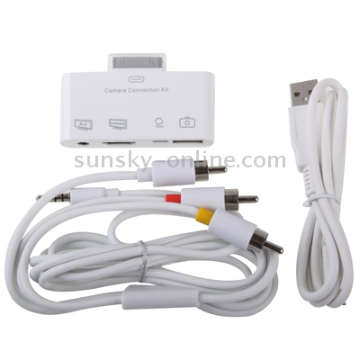 Camera Connection Kit for iPad 2 / iPad / iPhone 4 & 4S / iPhone 3GS / iPod Touch (HDMI, USB, Mini 5-pin USB, AV Interface)(White)