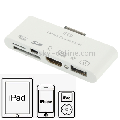 HDTV Digital AV Adapter / Camera Connection Kit for iPad 2 / iPad / iPhone 4 & 4S / 3GS / 3G / iPod, Support SD Card / TF Card(White) HDTV Digital AV Adapter / Camera Connection Kit for iPad 2 / iPad / iPhone 4 & 4S / 3GS / 3G / iPod, Support SD Card / TF Card(White)