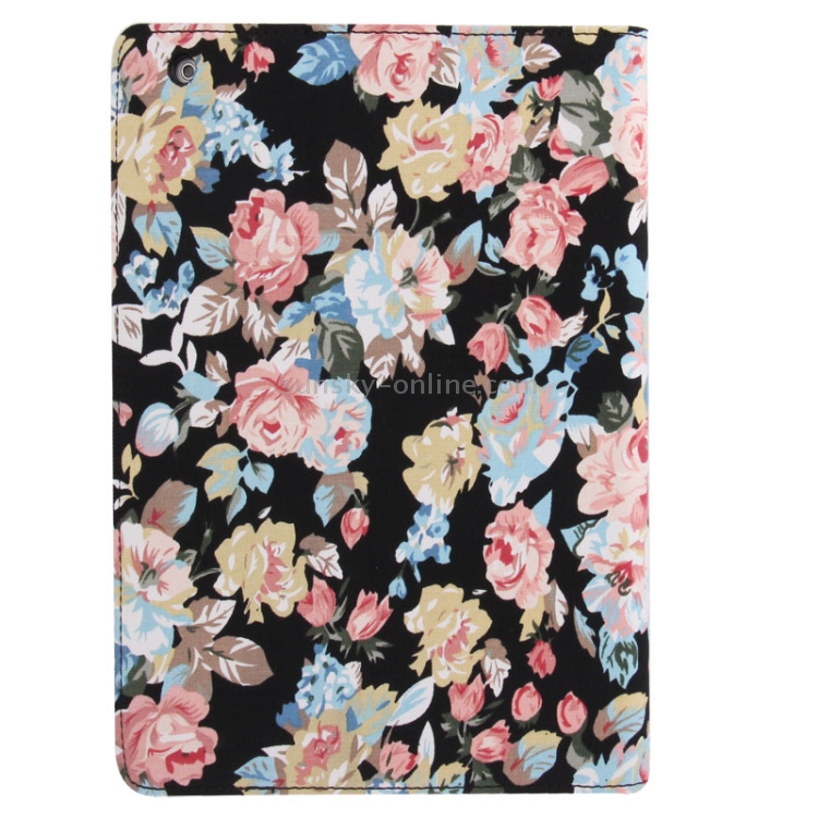 Peony Pattern Denim Texture Leather Case with Credit Card Slots & Holder for iPad 4 / iPad New (iPad 3) / iPad 2