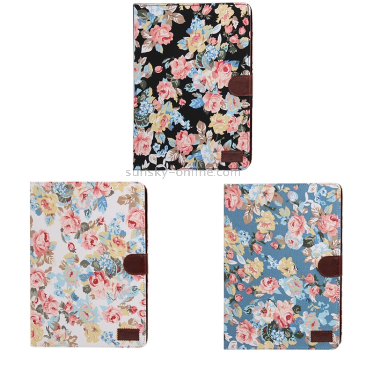 Peony Pattern Denim Texture Leather Case with Credit Card Slots & Holder for iPad 4 / iPad New (iPad 3) / iPad 2