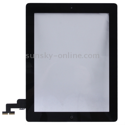 Panel táctil (botón del controlador + botón de la tecla de inicio, cable flexible de membrana de PCB + adhesivo de instalación del panel táctil) para iPad 2 / A1395 / A1396 / A1397 (negro) - 1