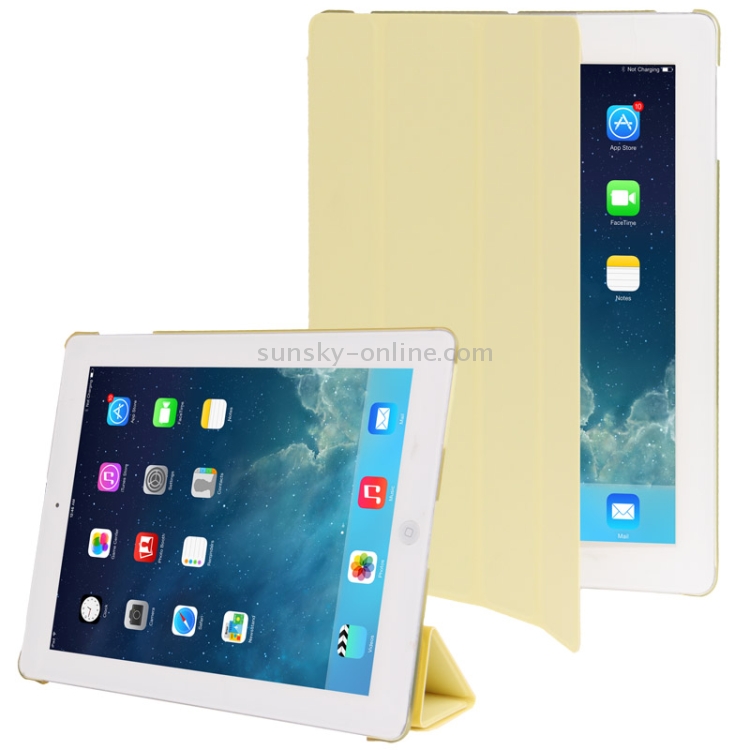 3 in 1 Smart Cover + Frosted Crystal Case +  Holder for iPad 4 / New iPad (iPad 3) / iPad 2(Yellow)