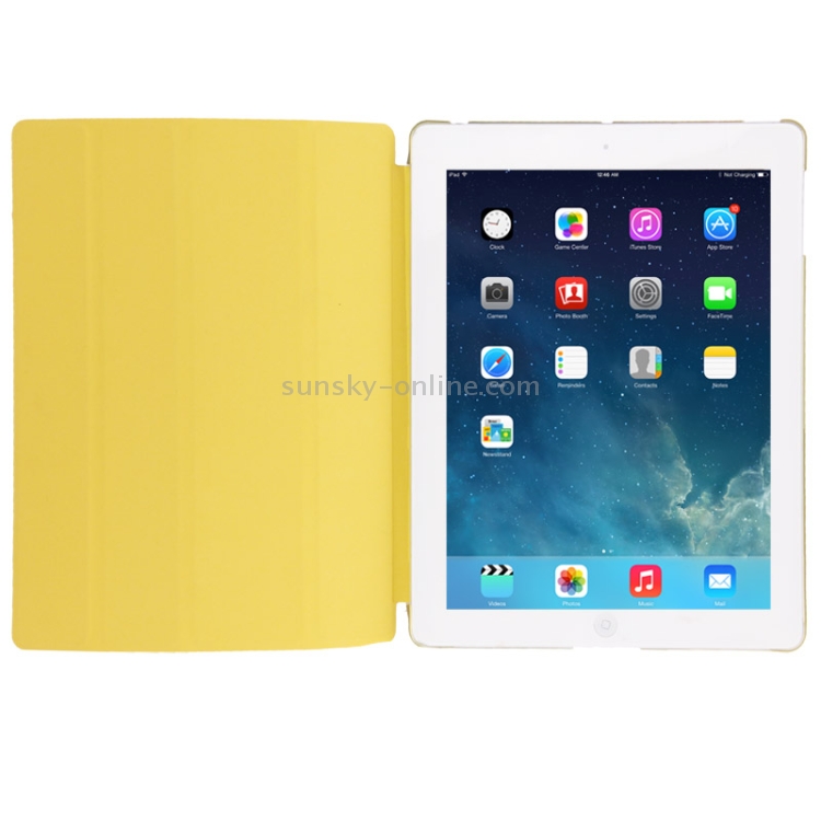 3 in 1 Smart Cover + Frosted Crystal Case +  Holder for iPad 4 / New iPad (iPad 3) / iPad 2(Yellow)