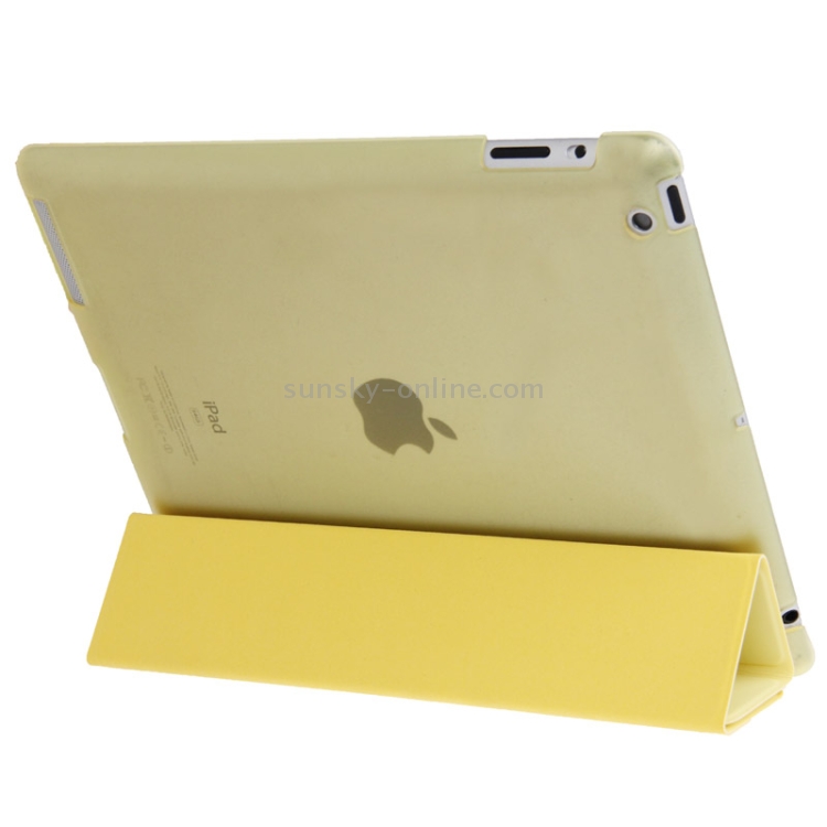 3 in 1 Smart Cover + Frosted Crystal Case +  Holder for iPad 4 / New iPad (iPad 3) / iPad 2(Yellow)