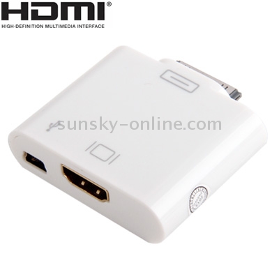 HDMI Conversion for New iPad / iPad 2 / iPad / iPhone 4s / iPod, Transforms New iPad / iPad 2 / iPad / iPhone 4s / iPod Videos Signal to HD-TV / HD-Projector(White)