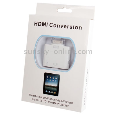 HDMI Conversion for New iPad / iPad 2 / iPad / iPhone 4s / iPod, Transforms New iPad / iPad 2 / iPad / iPhone 4s / iPod Videos Signal to HD-TV / HD-Projector(White)