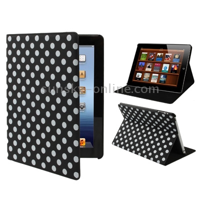 High-density Dot Pattern Leather Case with Holder for New iPad (iPad 3), Black High-density Dot Pattern Leather Case with Holder for New iPad (iPad 3), Black