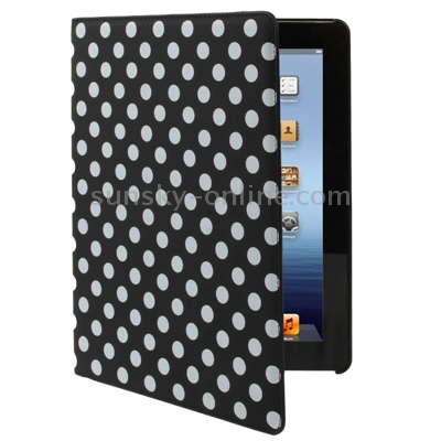High-density Dot Pattern Leather Case with Holder for New iPad (iPad 3), Black High-density Dot Pattern Leather Case with Holder for New iPad (iPad 3), Black