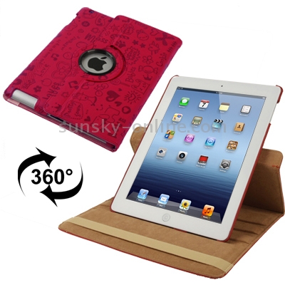 360 Degree Rotatable Cute Leather Case with Sleep / Wake-up & Three Stalls Adjustment for iPad 4 / New iPad (iPad 3) / iPad 2 (Red) 360 Degree Rotatable Cute Leather Case with Sleep / Wake-up & Three Stalls Adjustment for iPad 4 / New iPad (iPad 3) / iPad 2 (Red)