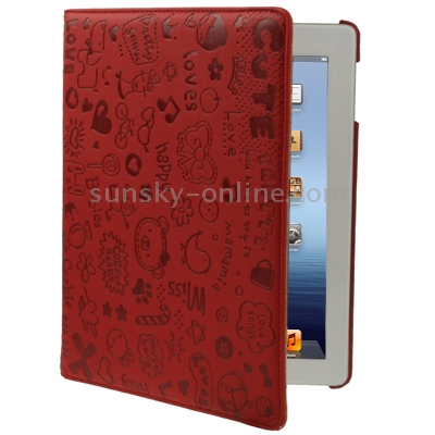 360 Degree Rotatable Cute Leather Case with Sleep / Wake-up & Three Stalls Adjustment for iPad 4 / New iPad (iPad 3) / iPad 2 (Red) 360 Degree Rotatable Cute Leather Case with Sleep / Wake-up & Three Stalls Adjustment for iPad 4 / New iPad (iPad 3) / iPad 2 (Red)