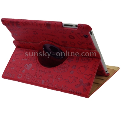 360 Degree Rotatable Cute Leather Case with Sleep / Wake-up & Three Stalls Adjustment for iPad 4 / New iPad (iPad 3) / iPad 2 (Red) 360 Degree Rotatable Cute Leather Case with Sleep / Wake-up & Three Stalls Adjustment for iPad 4 / New iPad (iPad 3) / iPad 2 (Red)