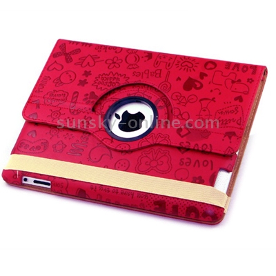360 Degree Rotatable Cute Leather Case with Sleep / Wake-up & Three Stalls Adjustment for iPad 4 / New iPad (iPad 3) / iPad 2 (Red) 360 Degree Rotatable Cute Leather Case with Sleep / Wake-up & Three Stalls Adjustment for iPad 4 / New iPad (iPad 3) / iPad 2 (Red)