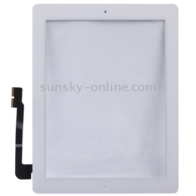 (Botón del controlador + Botón de la tecla de inicio Cable flexible de membrana de PCB + Adhesivo de instalación del panel táctil) Panel táctil para iPad nuevo (iPad 3) (Blanco) - 1