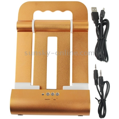 Metal Speaker Base, Suitable of Charging Stand for New iPad (iPad 3) / iPad 2, iPhone 4 & 4S / 3GS, iPod Touch (Golden) Metal Speaker Base, Suitable of Charging Stand for New iPad (iPad 3) / iPad 2, iPhone 4 & 4S / 3GS, iPod Touch (Golden)