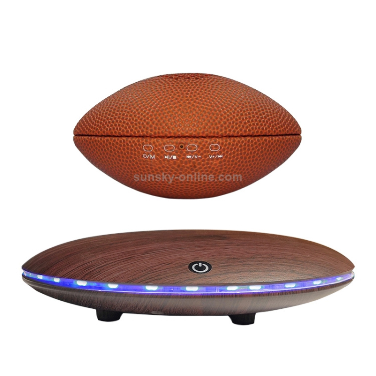 WB46-A1 TWS 360 Degree Autorotation Magnetic Levitation Rugby Football Shape Bluetooth Speaker with LED Colorful Light, Support Touch & Hands-free Call (Dark Wood Grain) WB46-A1 TWS 360 Degree Autorotation Magnetic Levitation Rugby Football Shape Bluetooth Speaker with LED Colorful Light, Support Touch & Hands-free Call (Dark Wood Grain)