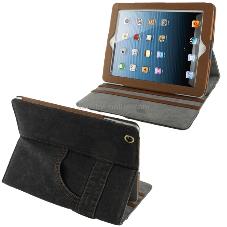 Jeans Styles Leather Case with 3-angle Holder for iPad 4 (Black) Jeans Styles Leather Case with 3-angle Holder for iPad 4 (Black)