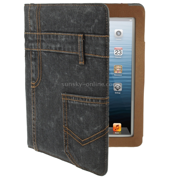Jeans Styles Leather Case with 3-angle Holder for iPad 4 (Black) Jeans Styles Leather Case with 3-angle Holder for iPad 4 (Black)