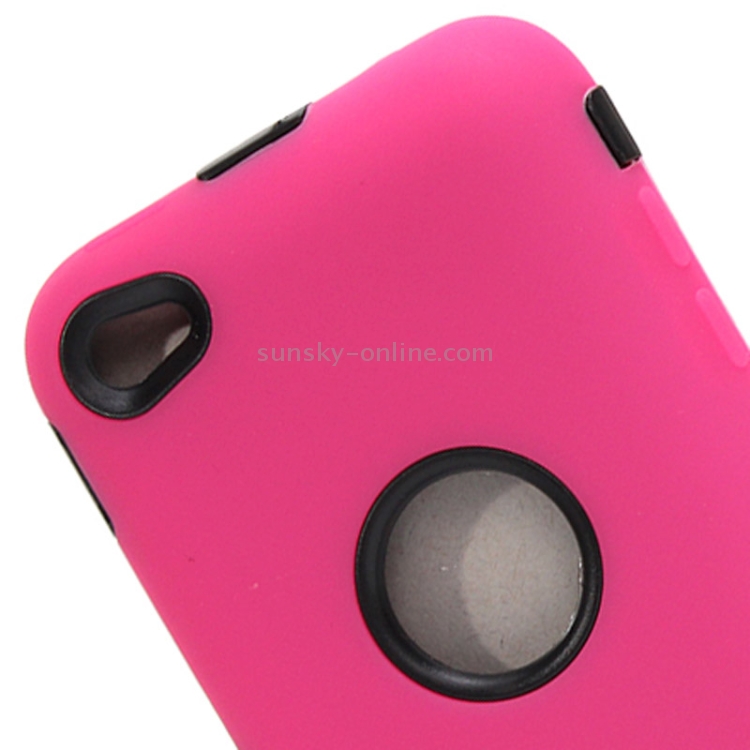 Silicone + Hard Plastic Combination Case for iPod touch 4(Magenta)