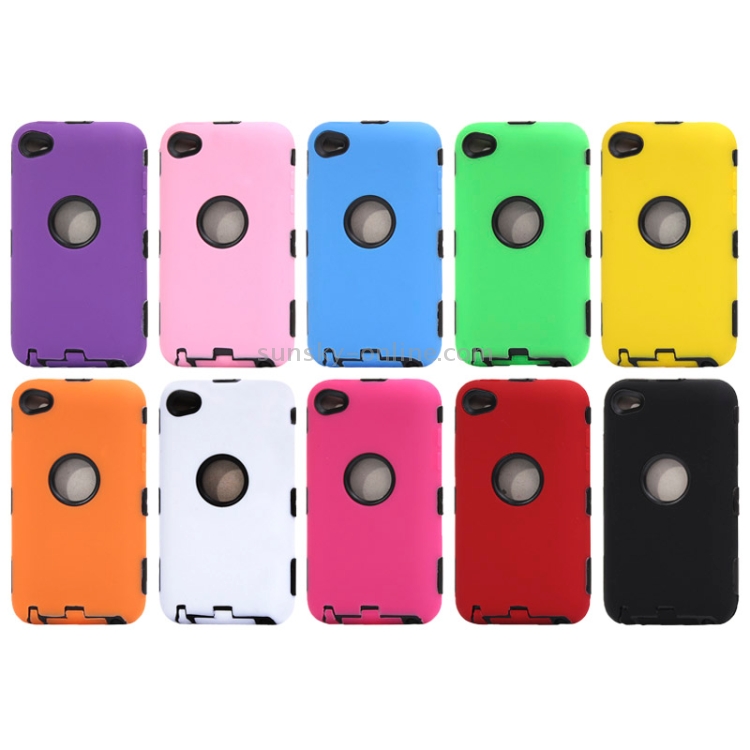 Silicone + Hard Plastic Combination Case for iPod touch 4(Magenta)