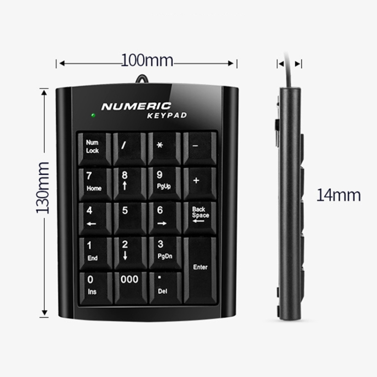 Mini USB Numeric keyboard with 19 keys(Black) - 1