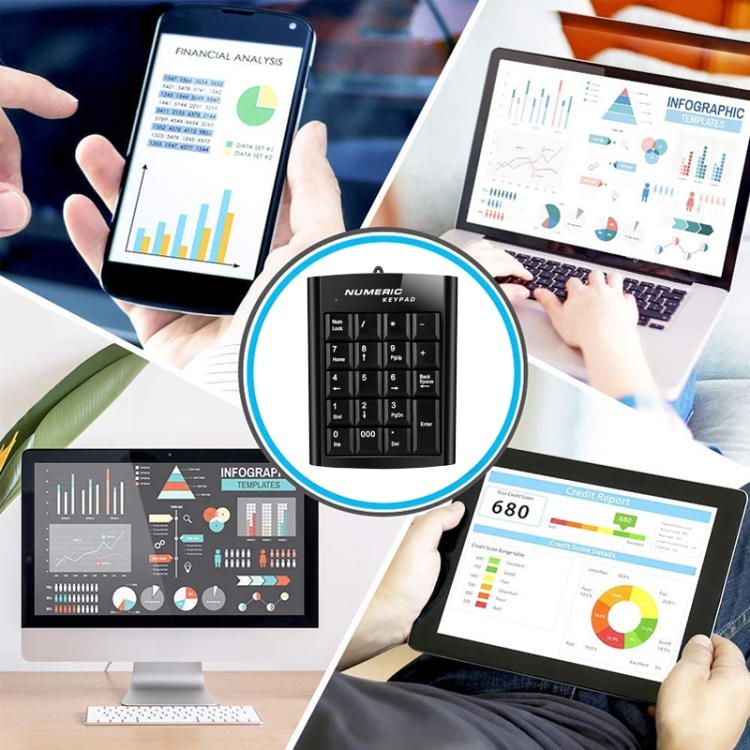 Mini USB Numeric keyboard with 19 keys(Black) - 4
