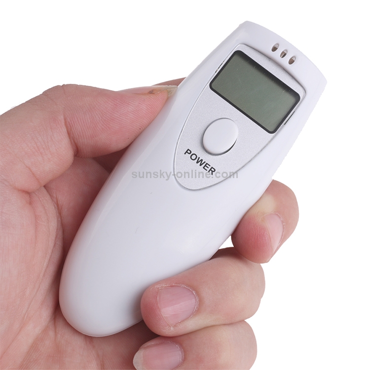 Atem-Alkoholtester mit digitaler LCD-Anzeige und akustischem Alarm (weiß)