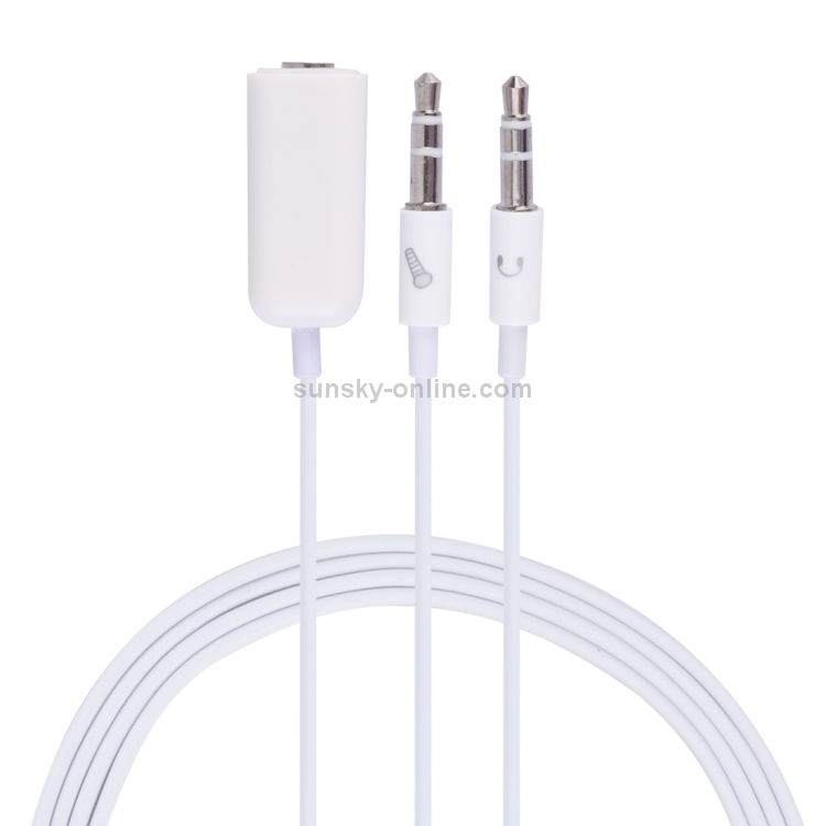 3.5mm Female to 3.5mm Male Microphone Jack + 3.5mm Male Earphone Jack Adapter Cable for Apple Computer, Length: 78cm(White) 3.5mm Female to 3.5mm Male Microphone Jack + 3.5mm Male Earphone Jack Adapter Cable for Apple Computer, Length: 78cm(White)